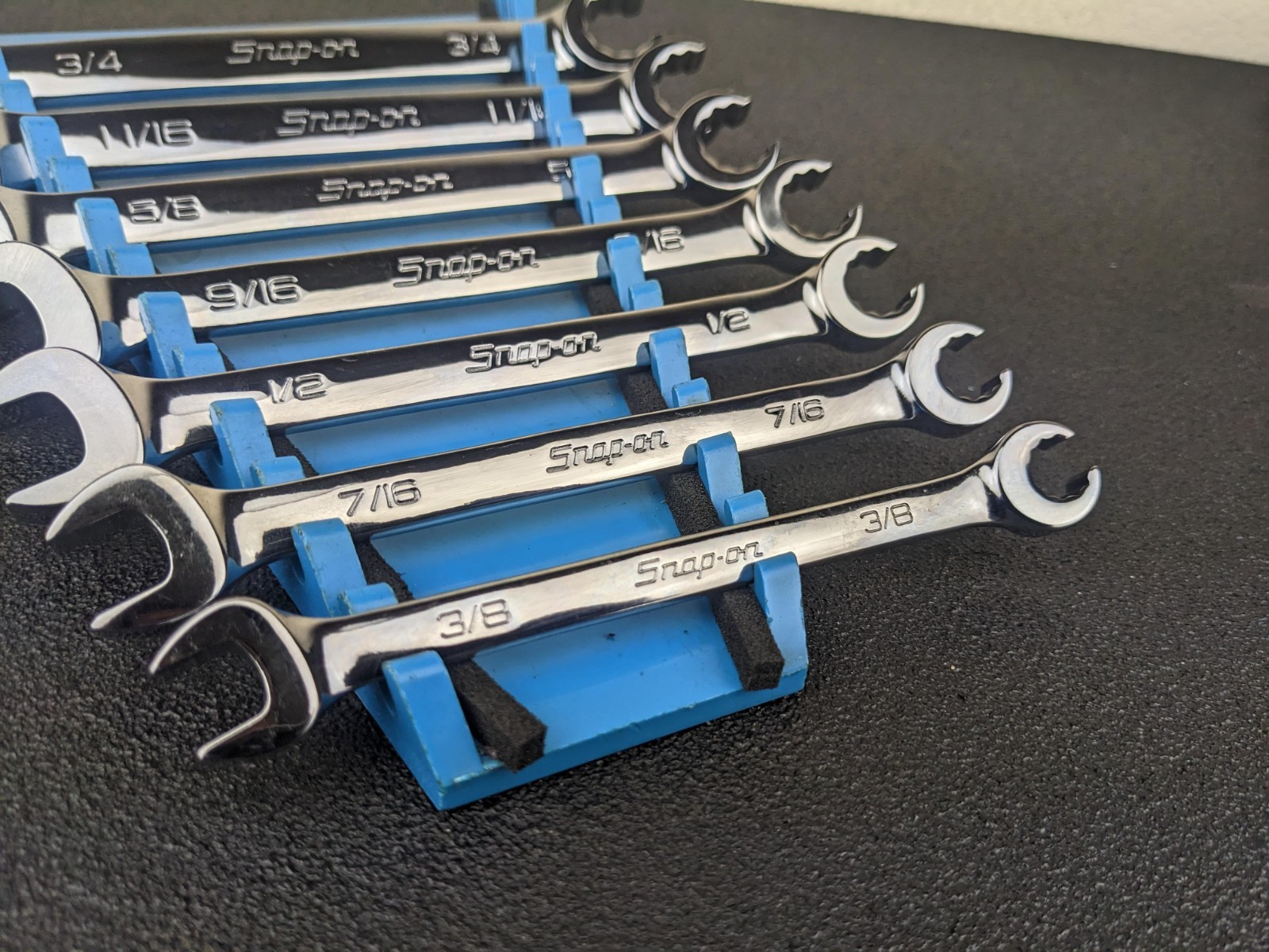 #bn375 Snap-on NEW RXS 3/8″ to 3/4″ 12-Point Broached Flare Nut Line Wrench Set