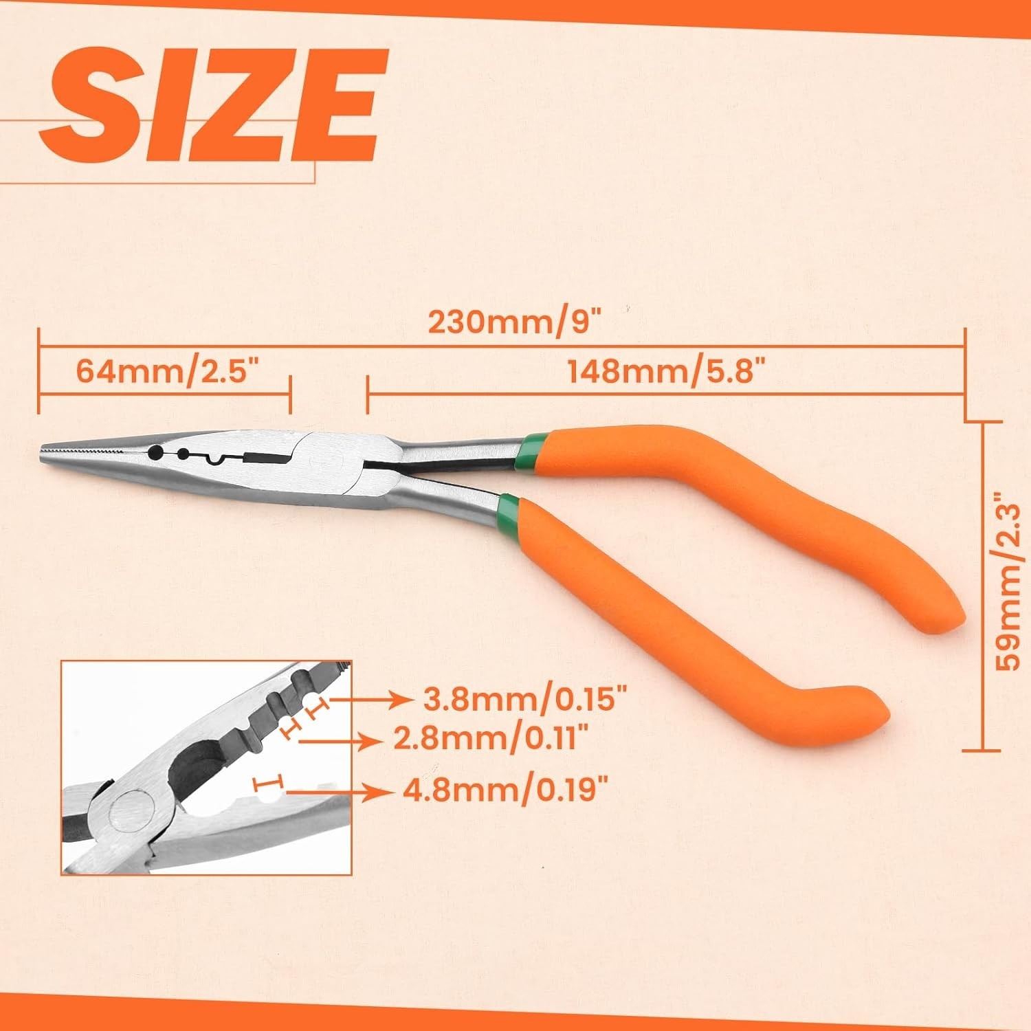 9 Inches Pistol Grip Long Nose Pliers with Crimper and Wire Cutter Offset Pistol