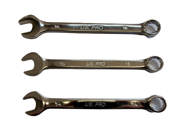 US PRO 12PC Metric Combination Spanner Set 8-19MM Chrome Polished Ring Wrench