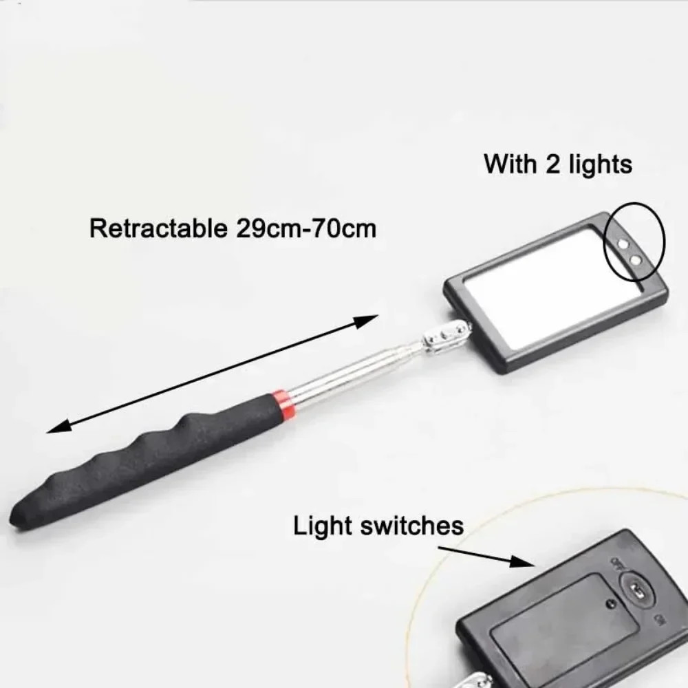 Inspection Mirror LED Light Telescoping Mirrors 360 Rotation Mechanic Tools UK