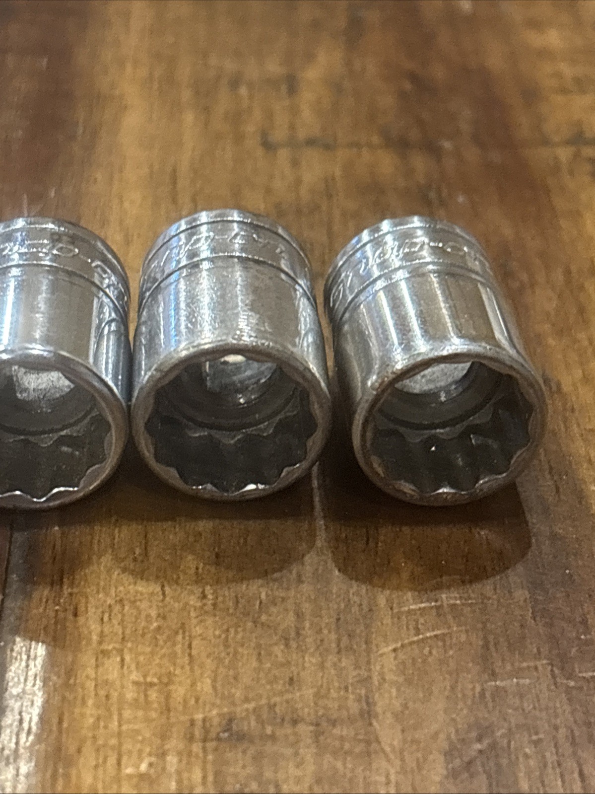 Snap-On Tools 1/2” Shallow Sockets 5pc 3/8” Drive 12 point F161 USA SAE