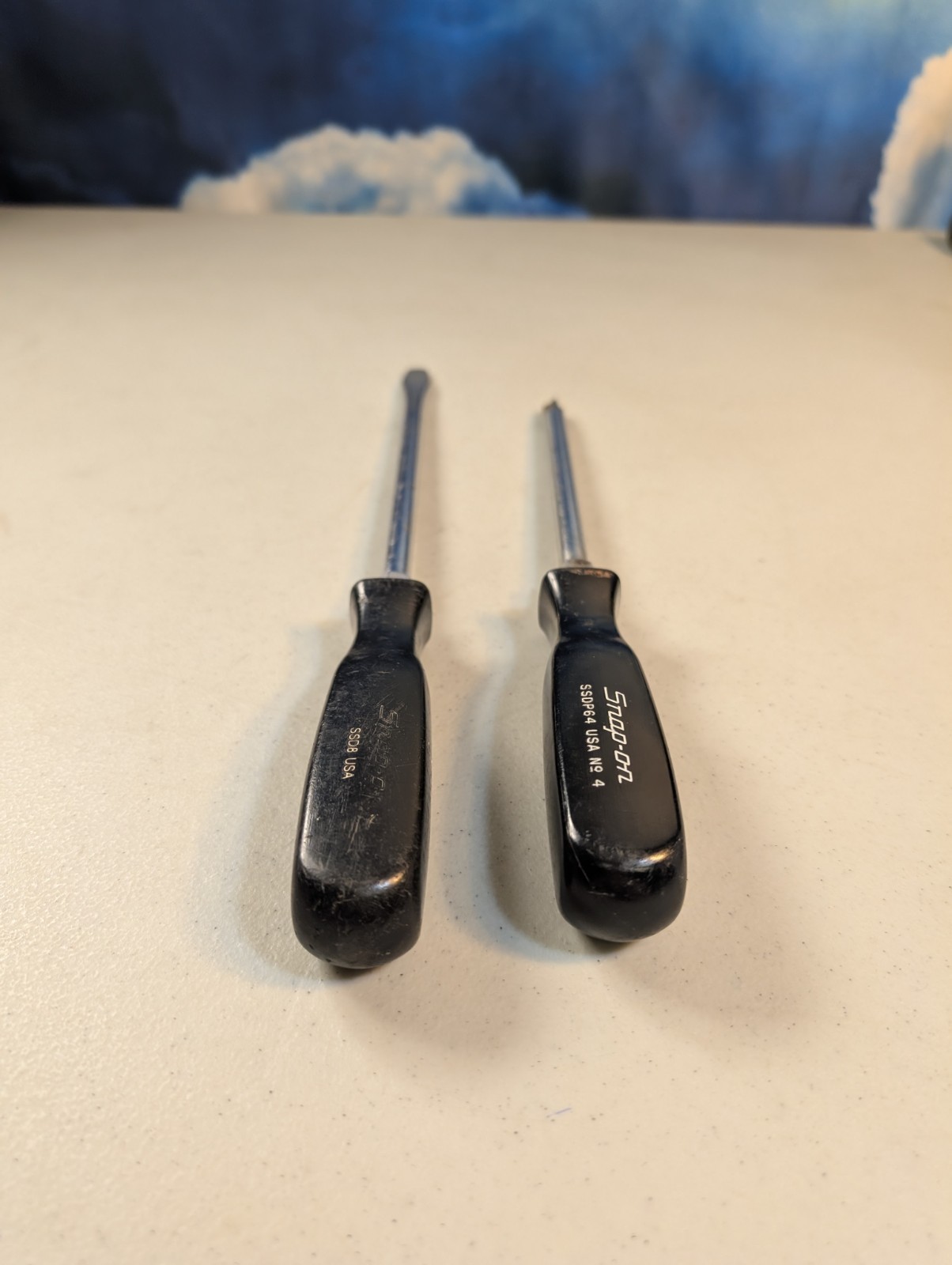Snap-On SSDP64 #4 Phillips Screwdriver & SSD8 Flat Slotted Black Hard Handle USA