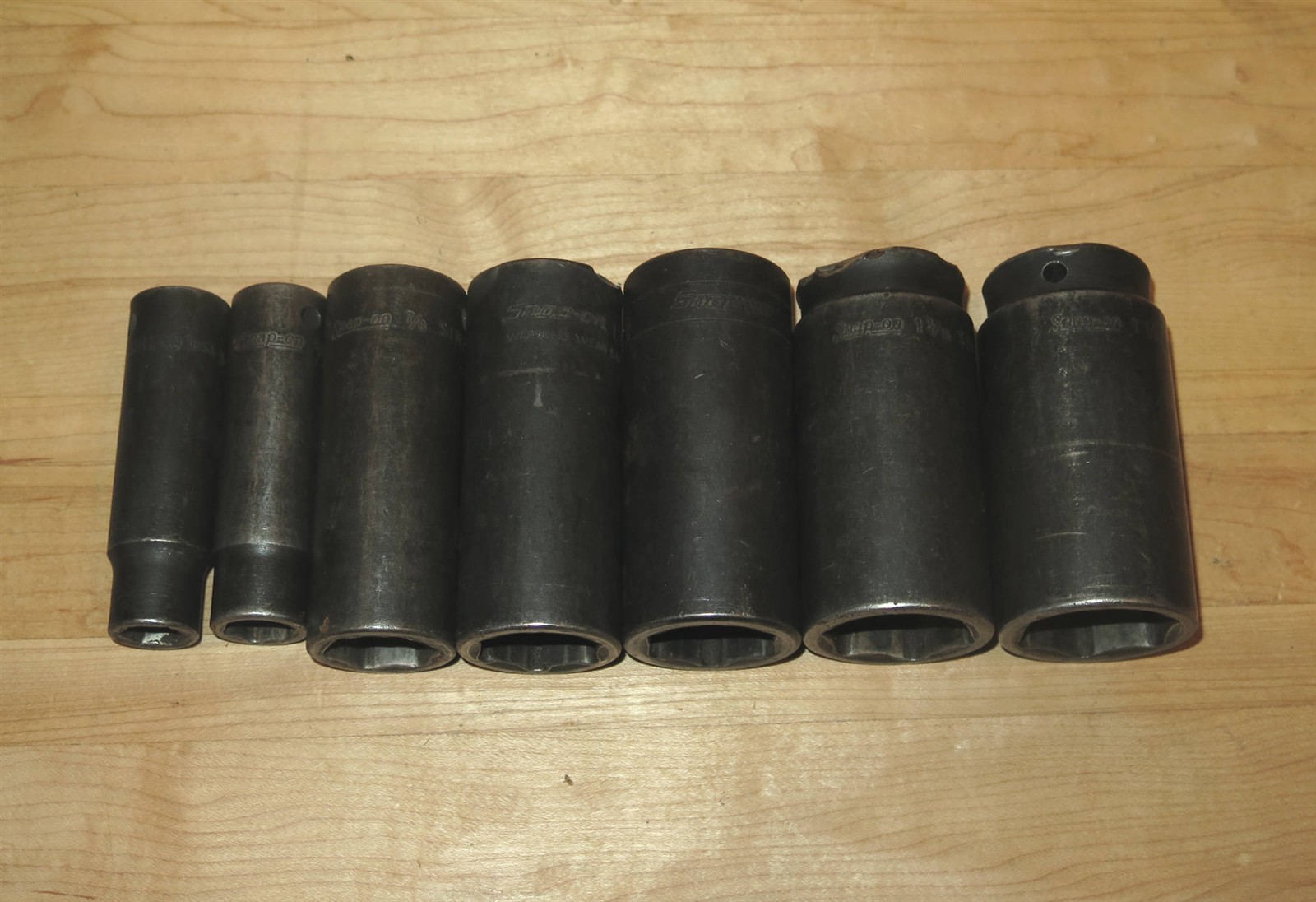 Snap-On (7pc) 1/2″-Drive Deep Impact Sockets SIM160 SIM380 1/2″ to 1-1/4″ – READ
