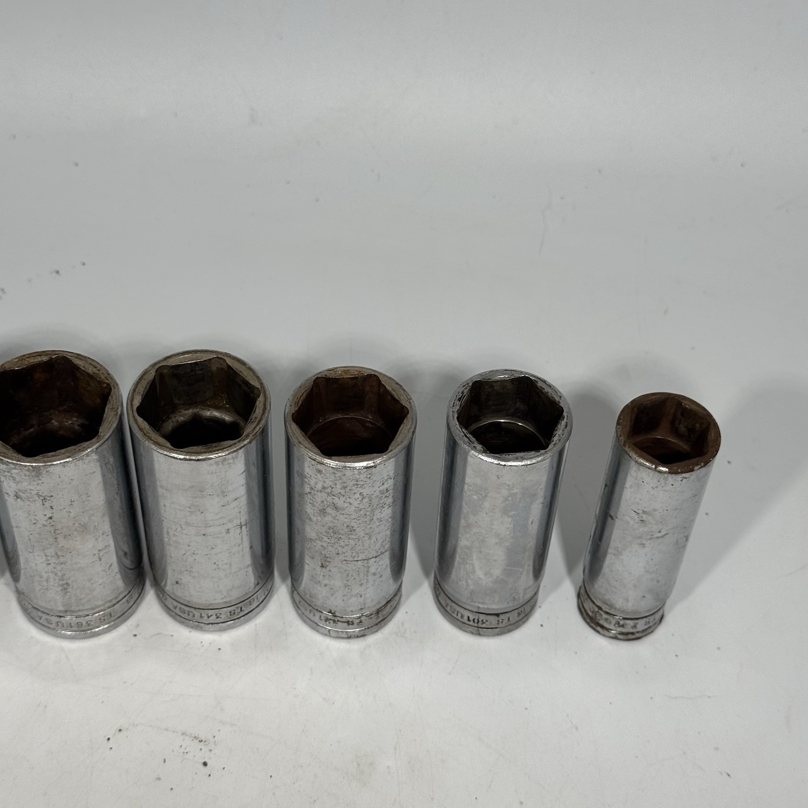 Set Of 8 Snap-On Tools TS ½» Drive Standard SAE 6 Point Deep Socket 1-7/16”