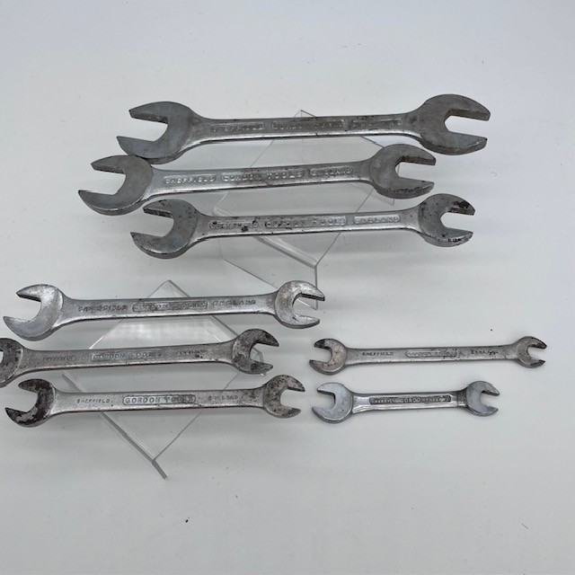 8 Vintage Gordon Tools Open End Spanners – 15/16″ to 3/8″ – Sheffield England