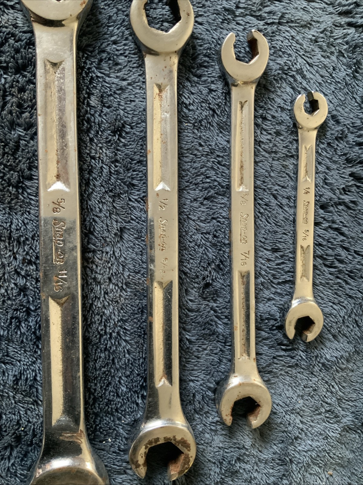 Snap On Double Flare Nut End Wrench Set, 5pc…Sae…..older Style…..see Pics….b