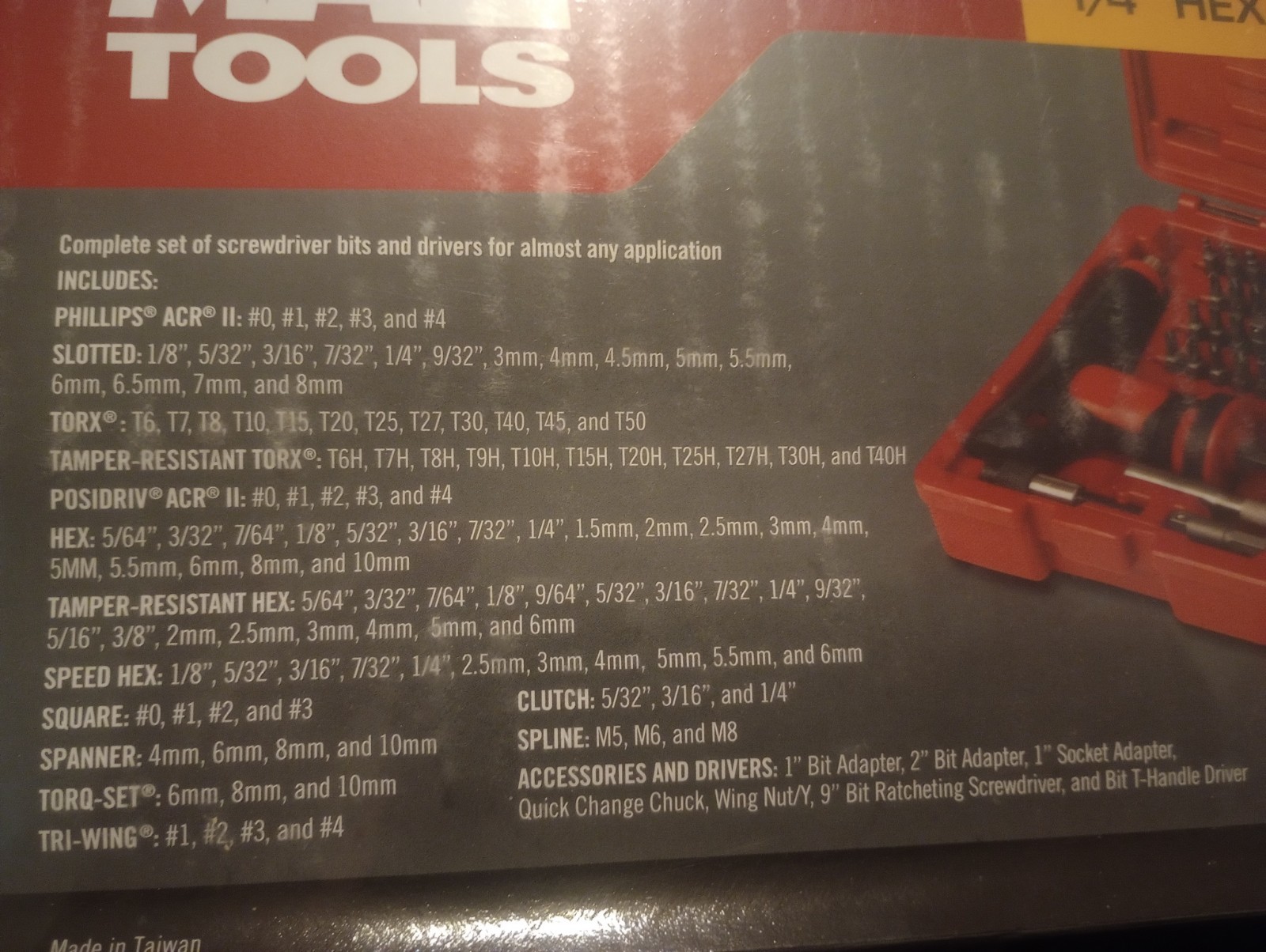 Mac Tools SDBR123SA 123 PC. Watching Bit Screwdriver Set. New