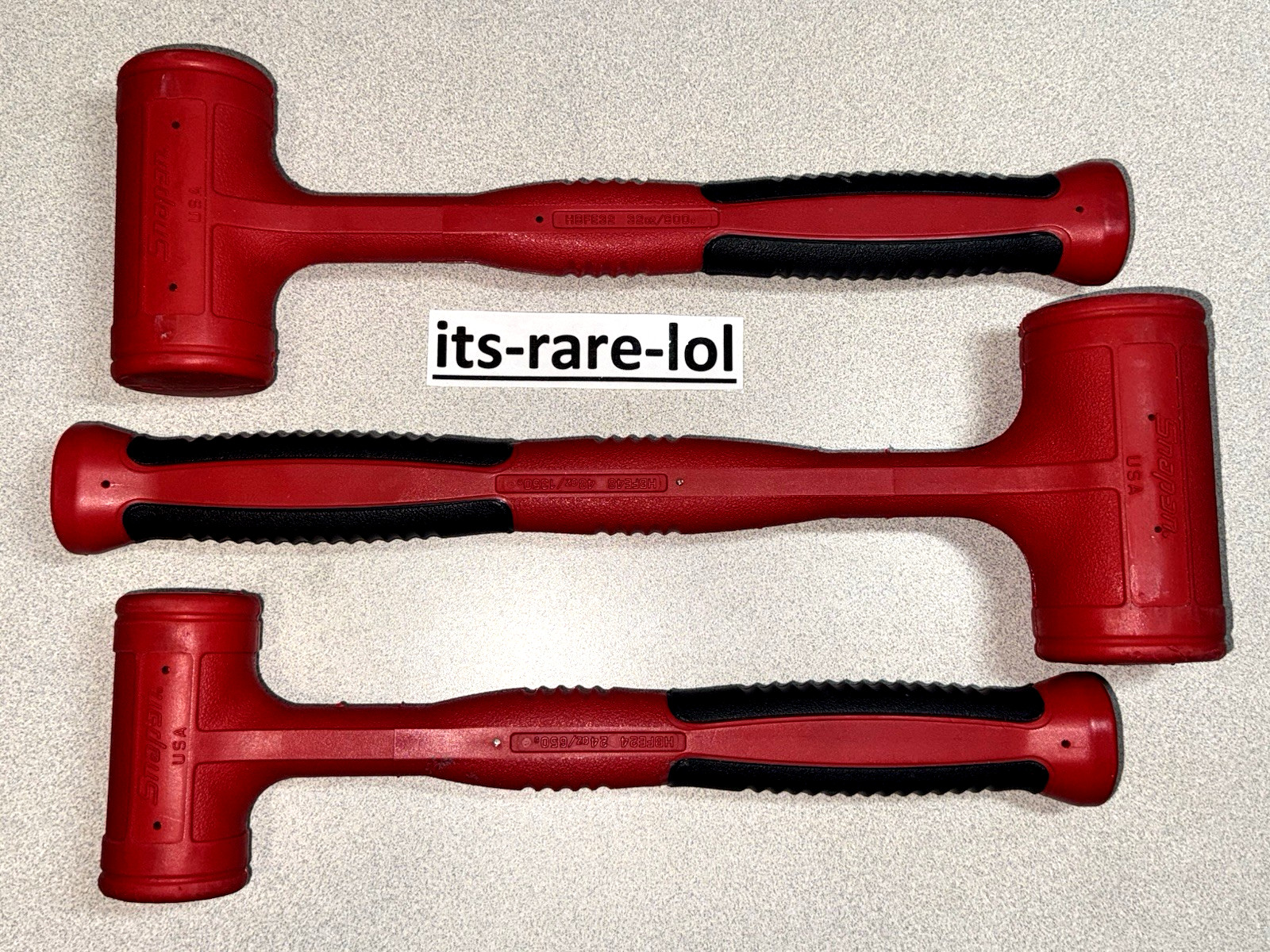 Snap-on HBFE103 3-Piece Red Soft Grip Dead Blow Hammer Set (24oz, 32oz, 48oz)