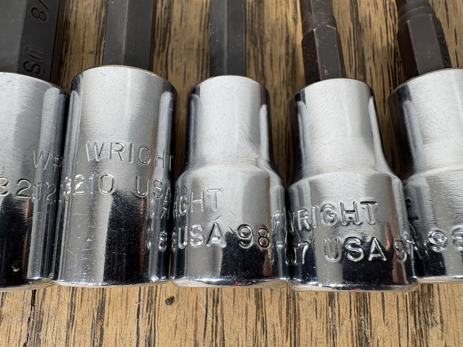 Vintage Tools Wright Tool 1/2” Drive 9 Piece SAE Hex Bit Socket Set Mechanic USA