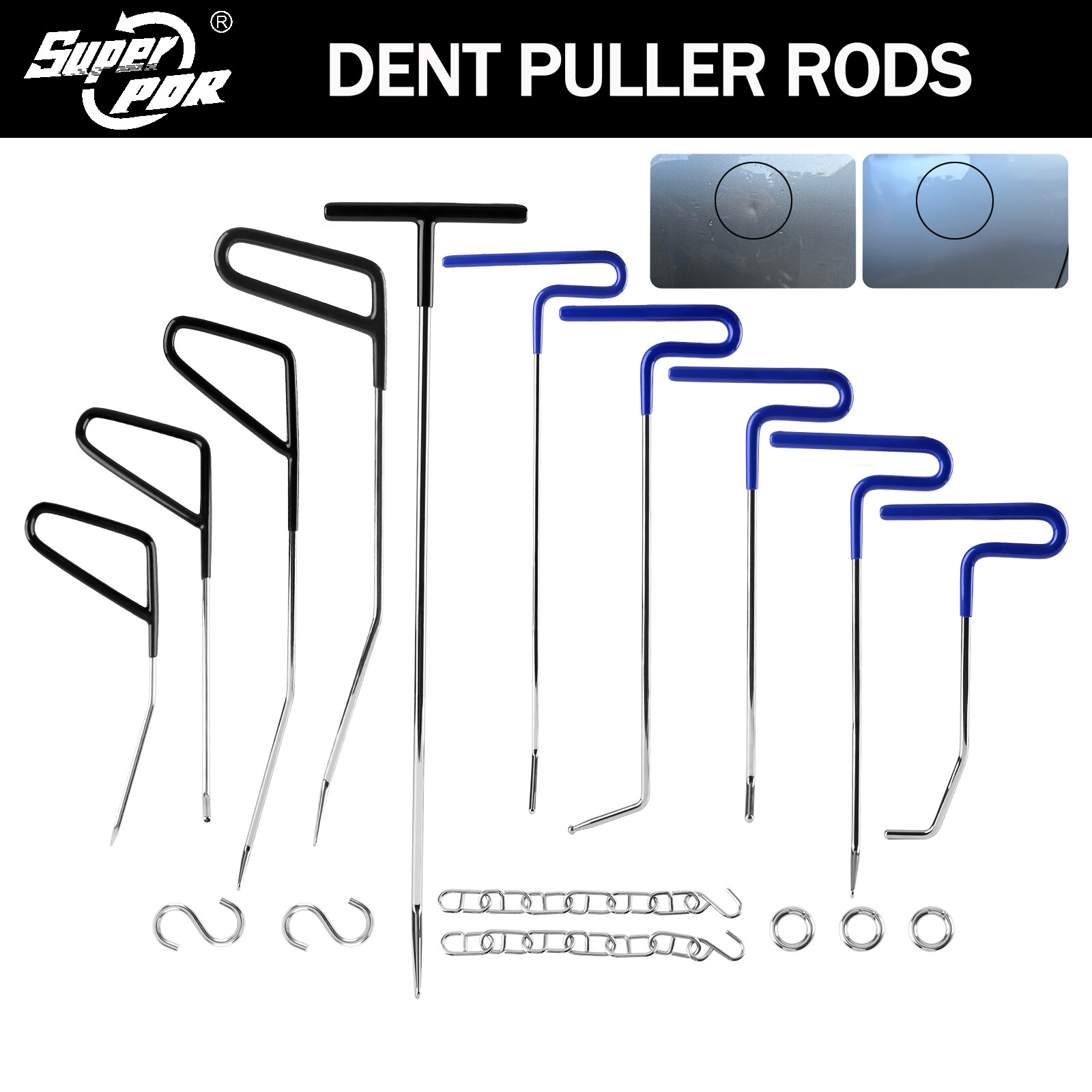 118PC Car Paintless Dent Puller Lifter Tool Kit Body Repair Hail Removal Tab PDR