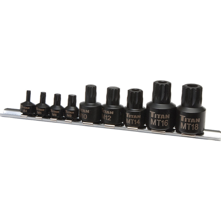 Titan Tools 16138 Impact Triple Square Bit Socket Set – 9 Piece
