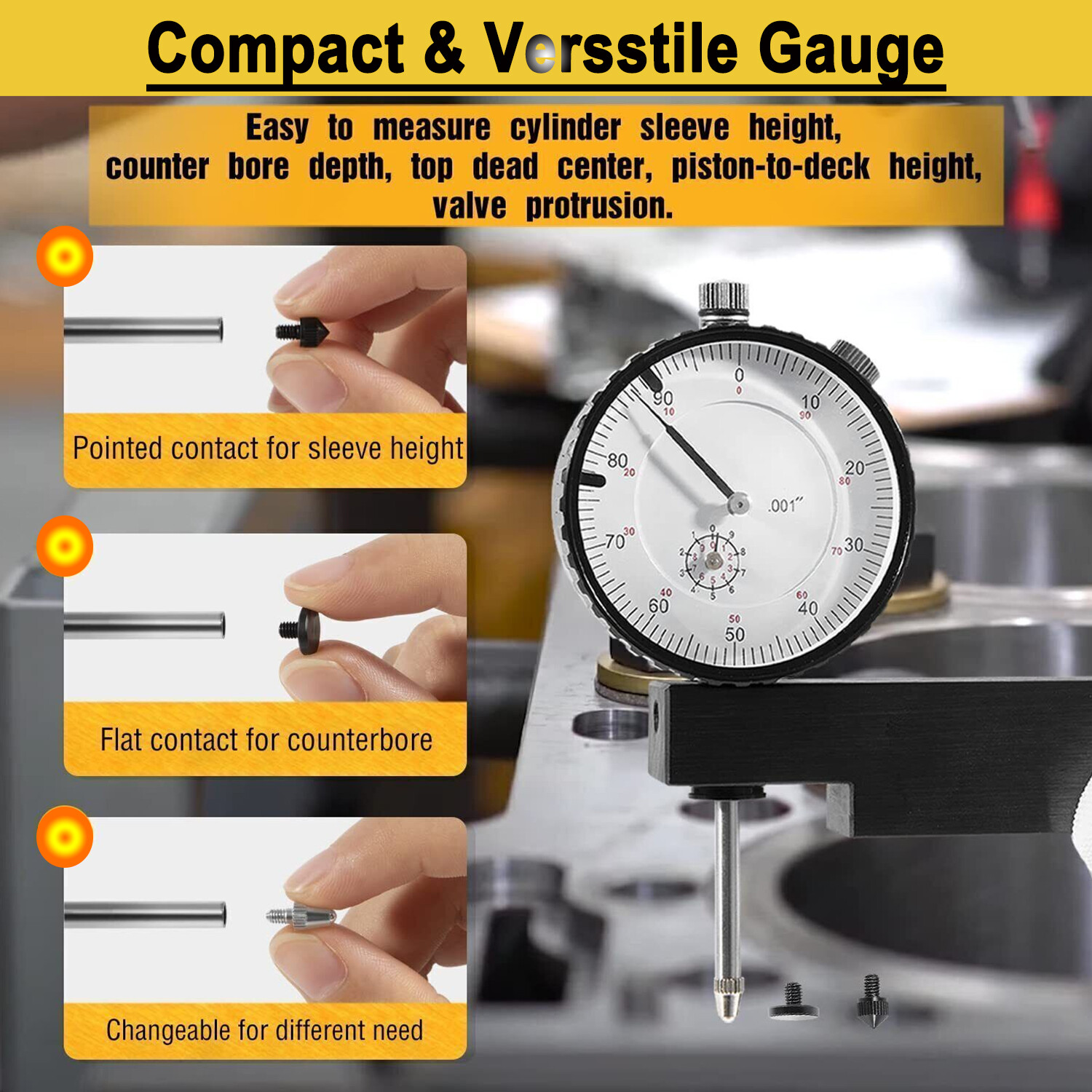 6434 Sleeve Height and Counter Bore Gauge for All Diesel Engines Range 0-1.00