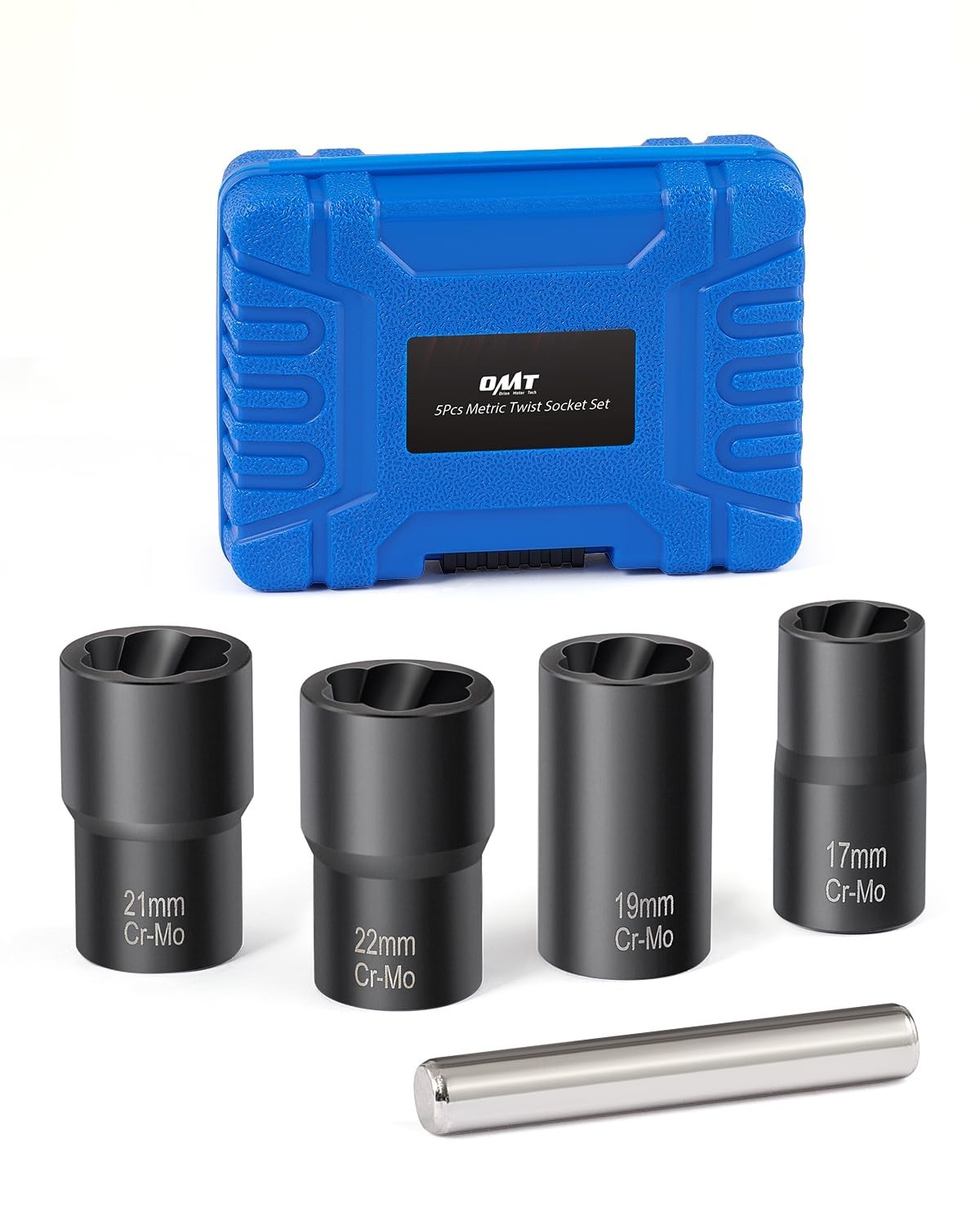 5pc Twist Socket Tool Set – 1/2″ Drive Nut & Bolt Extractor, Stripped Lug Nut Re