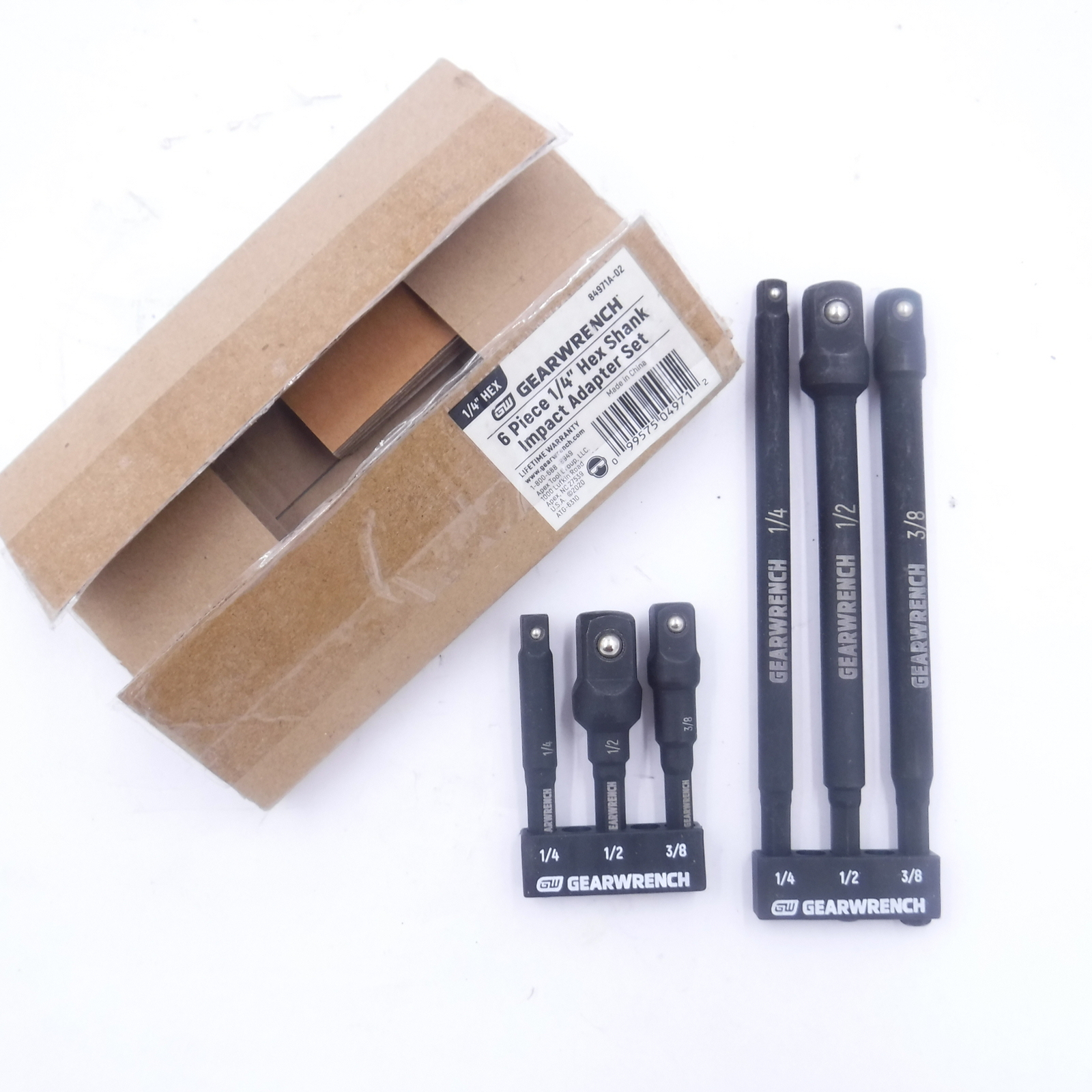 Gearwrench 6pc 1/4″ Hex Quick Change Socket Adapter Set 1/4, 3/8, 1/2 84971A-02