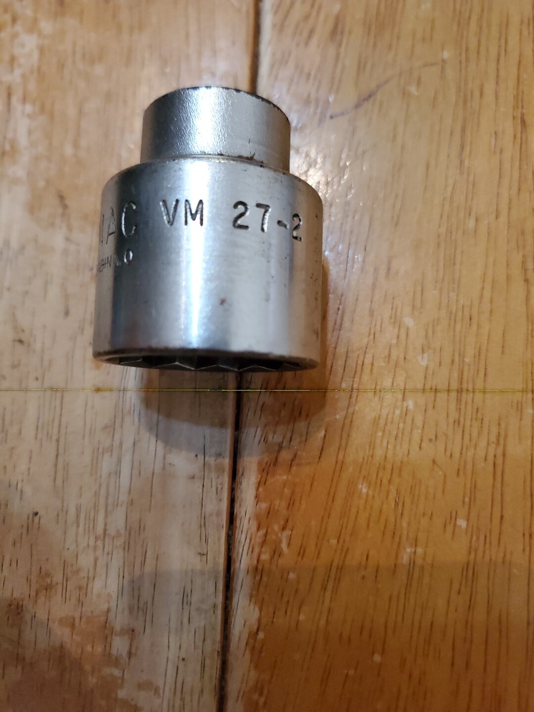Mac Tools Sabina Vintage 1/2″ Drive 27MM 12PT Shallow Chrome Socket USA VM27-2