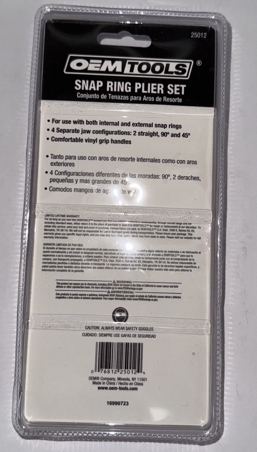 OEMTOOLS 25012 4 in 1 Combination Snap Ring Pliers Set, Industrial Grade