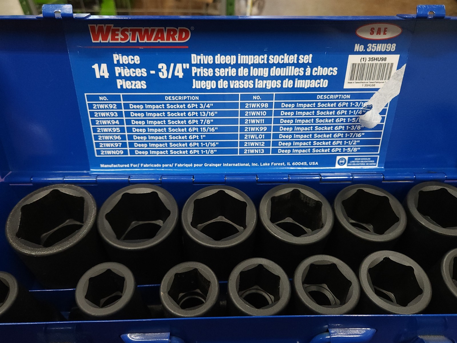 Westward 35HU98 13PC Deep Impact Socket Set w/ Metal Box! Great Condition!