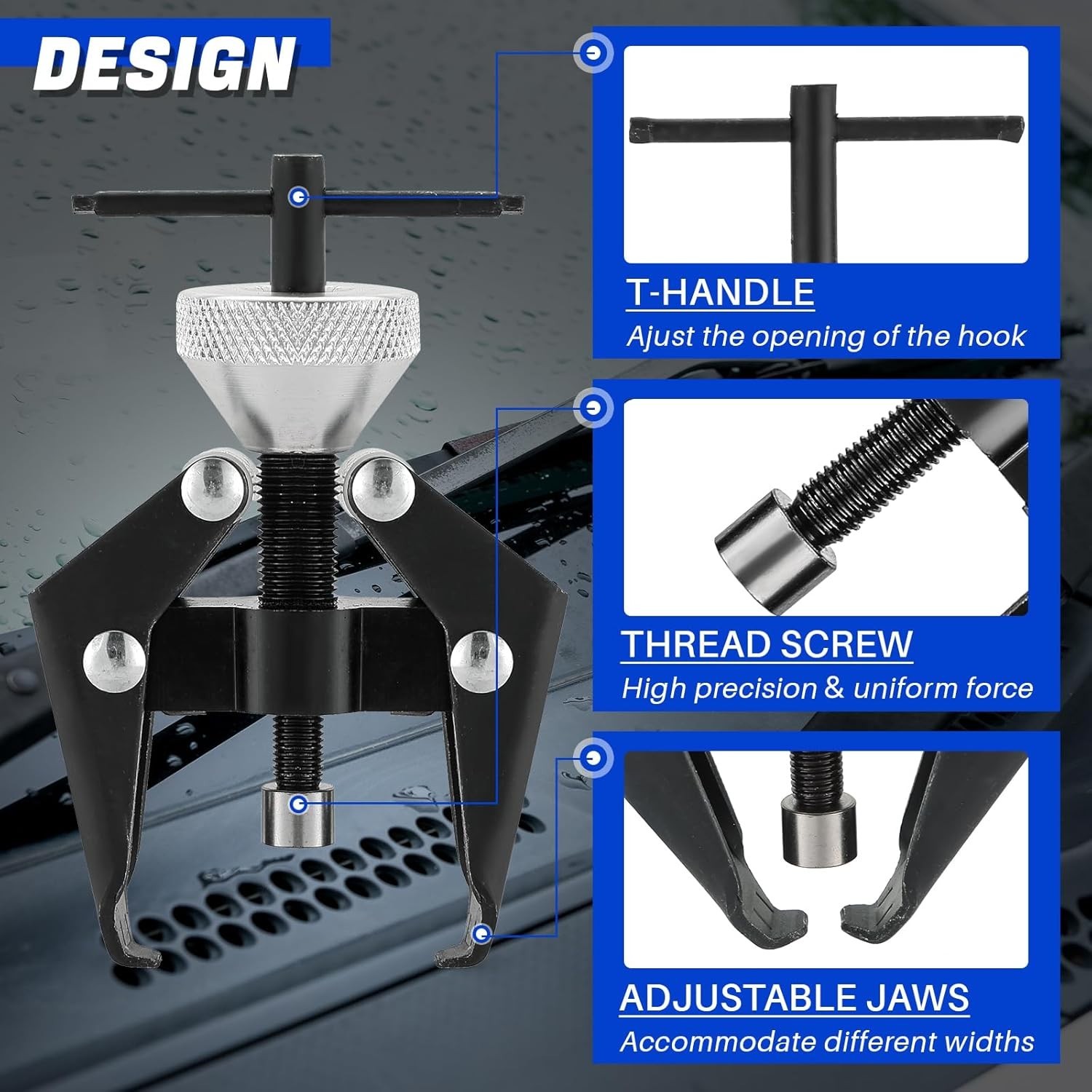 Efficient Wiper Arm & Battery Terminal Puller – 1/16″ to 1-1/16″ Jaw Opening