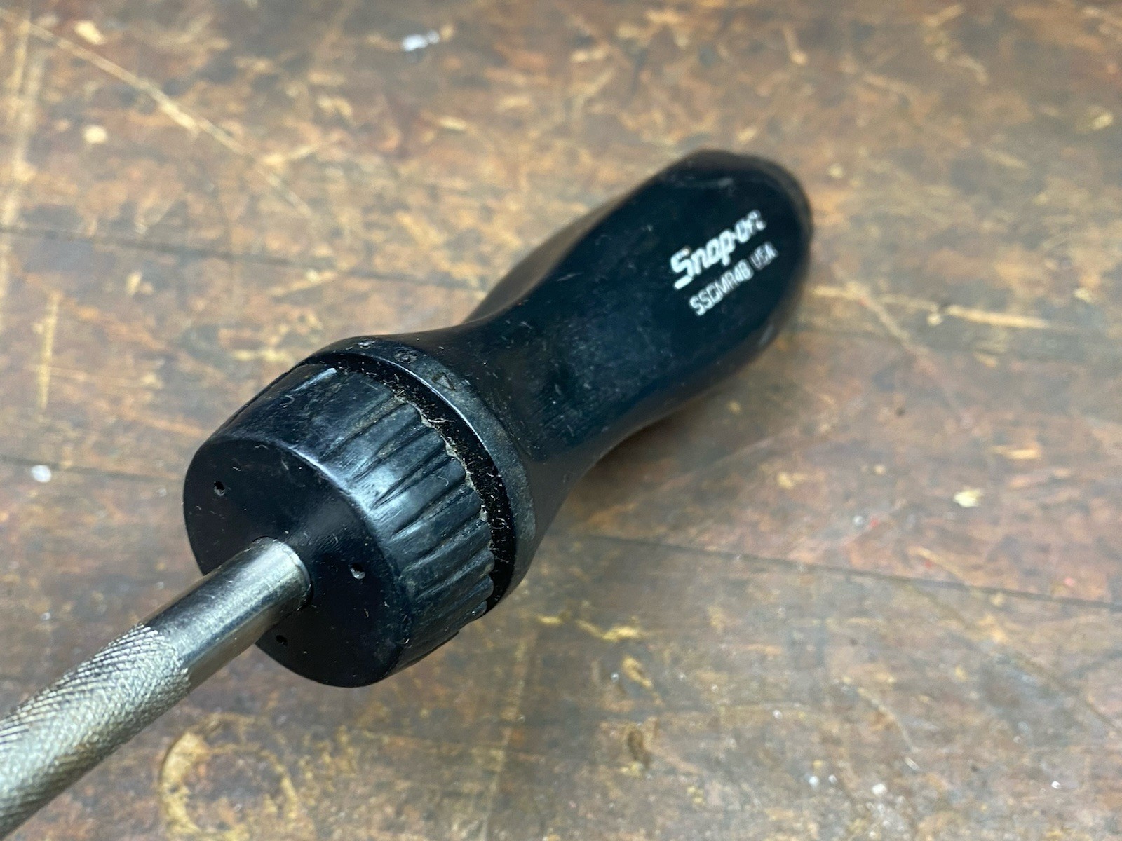 Snap On Tools SSDMR4B Hard Grip Ratcheting Screwdriver Black 2 Bits Magnetic Tip