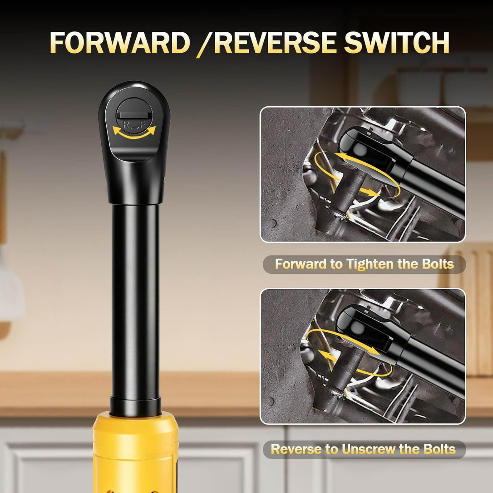 3/8″ Cordless Electric Ratchet Wrench Compatible with DeWalt 20V MAX Batteries-5