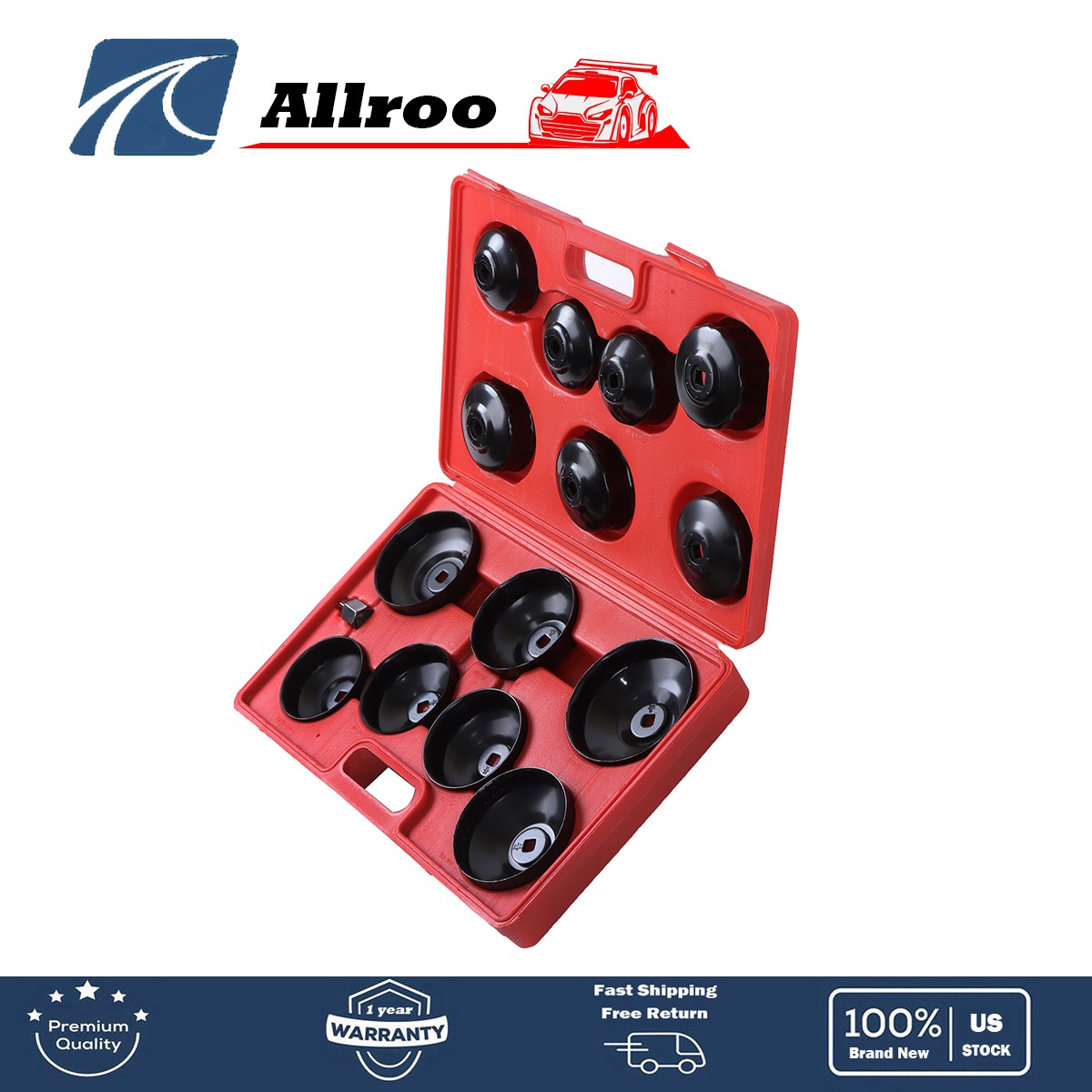 Cup Type Oil Filter Cap Wrench Socket Removal Tool Set 65-14F to 100-15F 14pcs