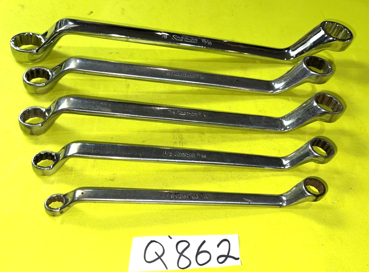 SNAP-ON TOOLS 5 PIECE SAE. DEEP OFF-SET BOX-END WRENCH SET 3/8 TO 15/16