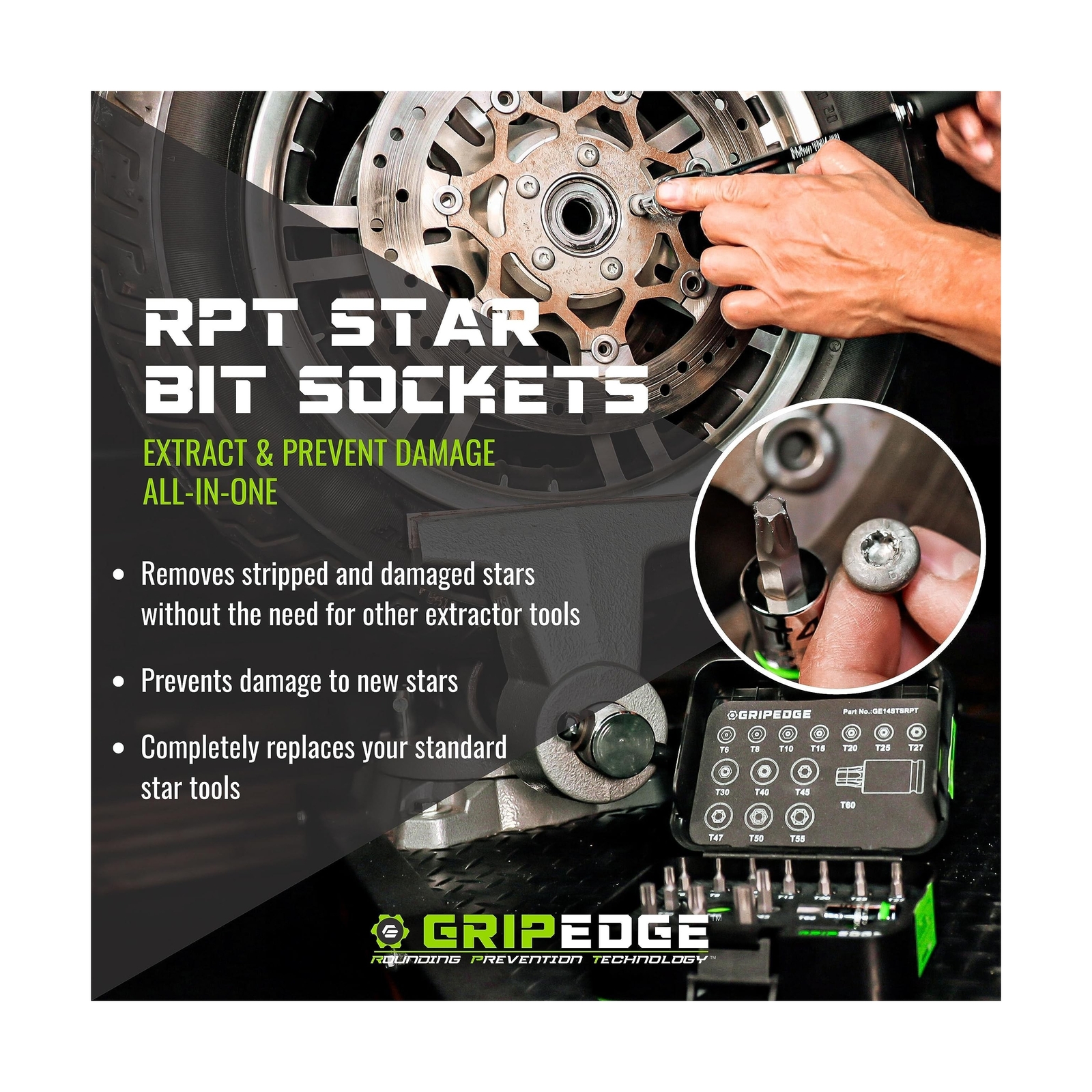 GRIPEDGE Tools | 14PC RPT Star Driver Set | Sizes T6 – T60 | 1/4» – 3/8» – …