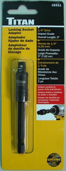 Titan 15211 1/4″ Dr. Locking Hex Shank to Square Drive Socket Adapter