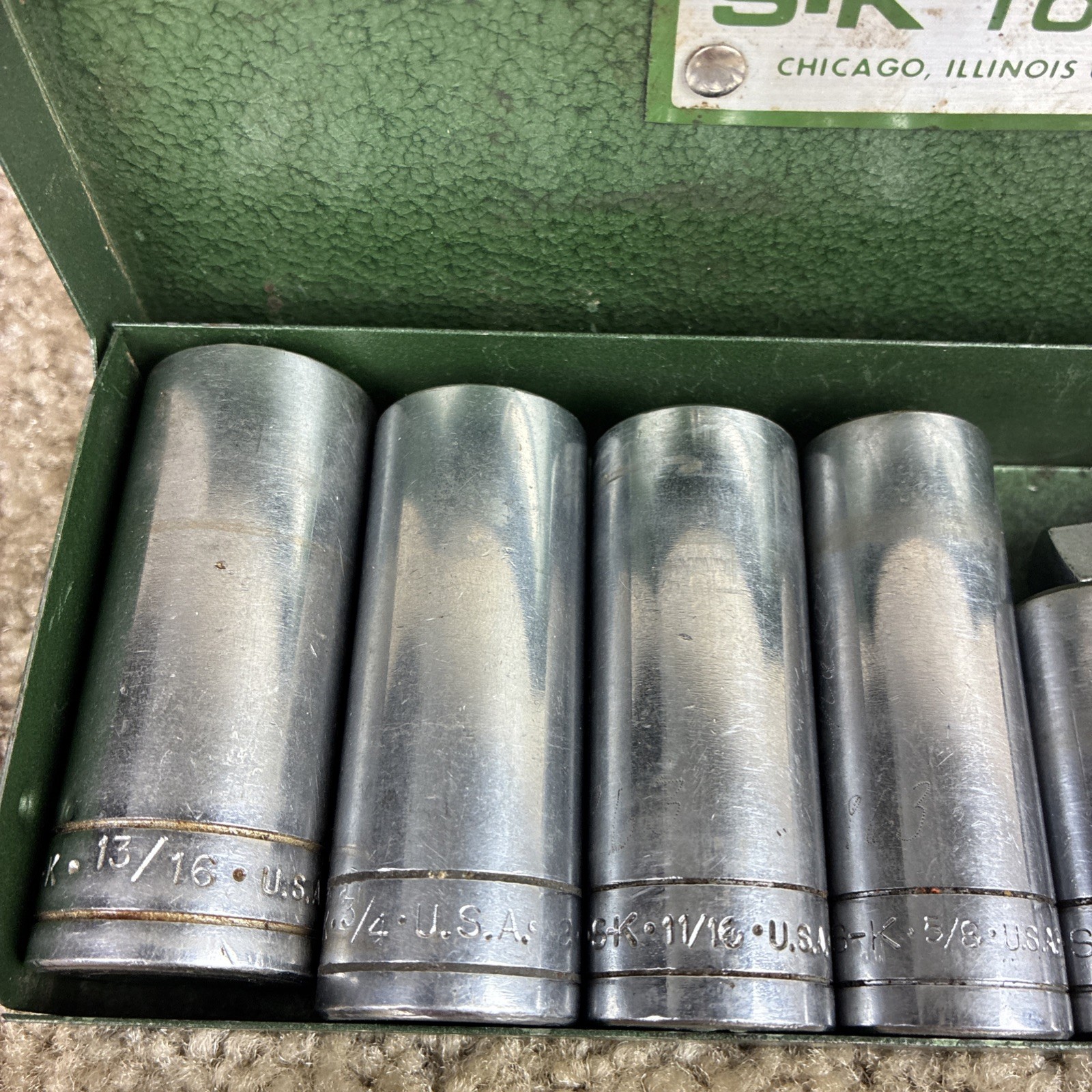 S-K 9pc.SAE Deep Socket Set w/Ratchet