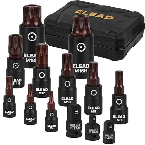 13-Piece Triple Square Spline Bit Socket Set – Premium S2 Steel, M4-M18, 1/4″, 3