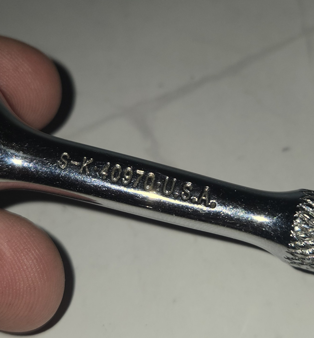 Vtg S-K Tools Ratchet 40970 1/4″ Drive Knurled Handle USA Mechanic Tool Chrome