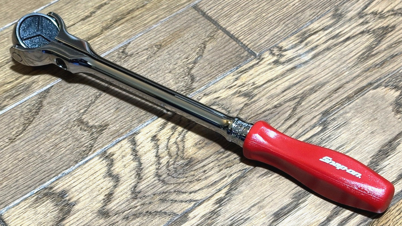 🇺🇸 Snap On Tools 3/8″ DR Ratchet RED Socket Wrench Round Swivel Head 11″ Long