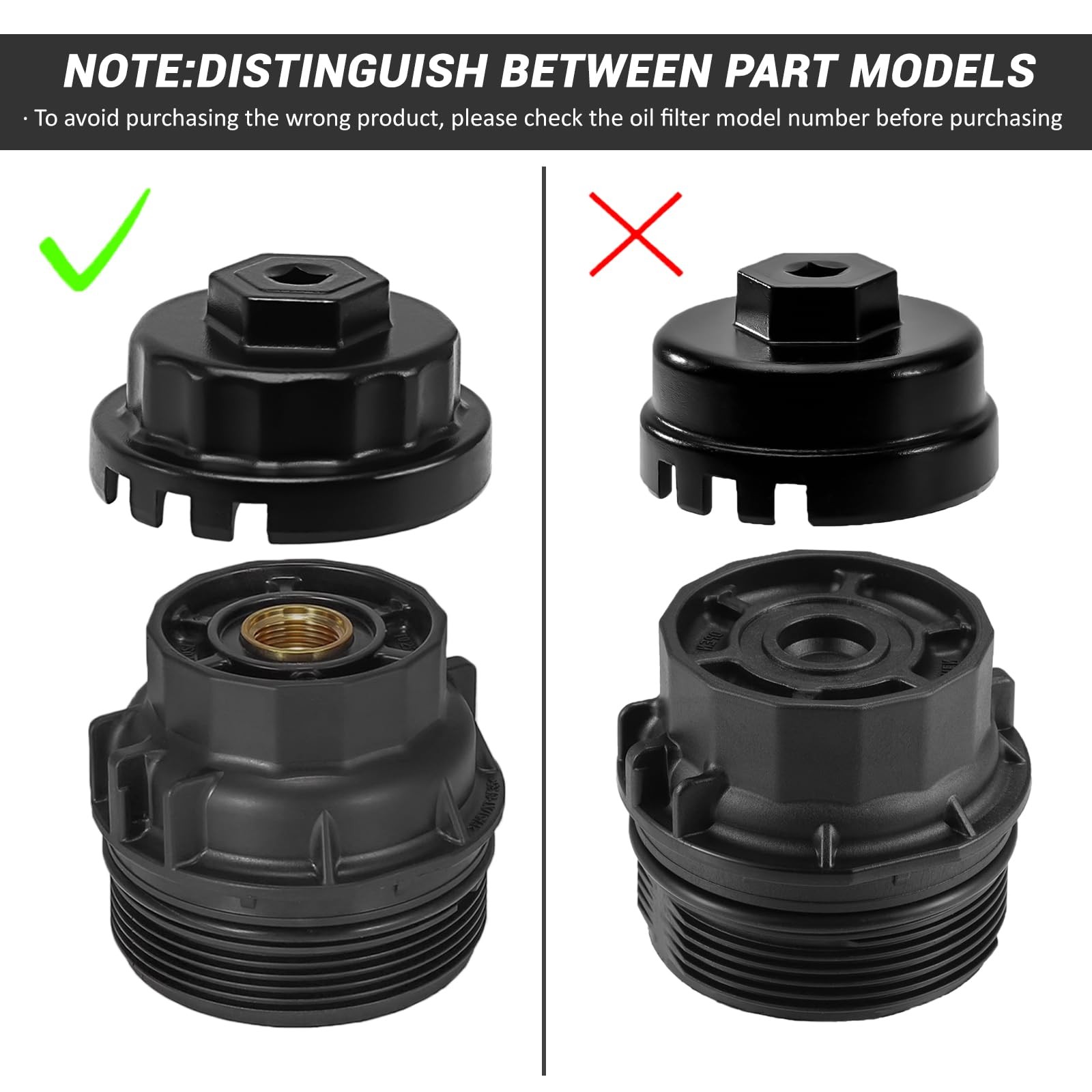 ELECHOI 64mm Oil Filter Wrench Removal Tool Socket, 14 Flutes/4 4 Slot, Black