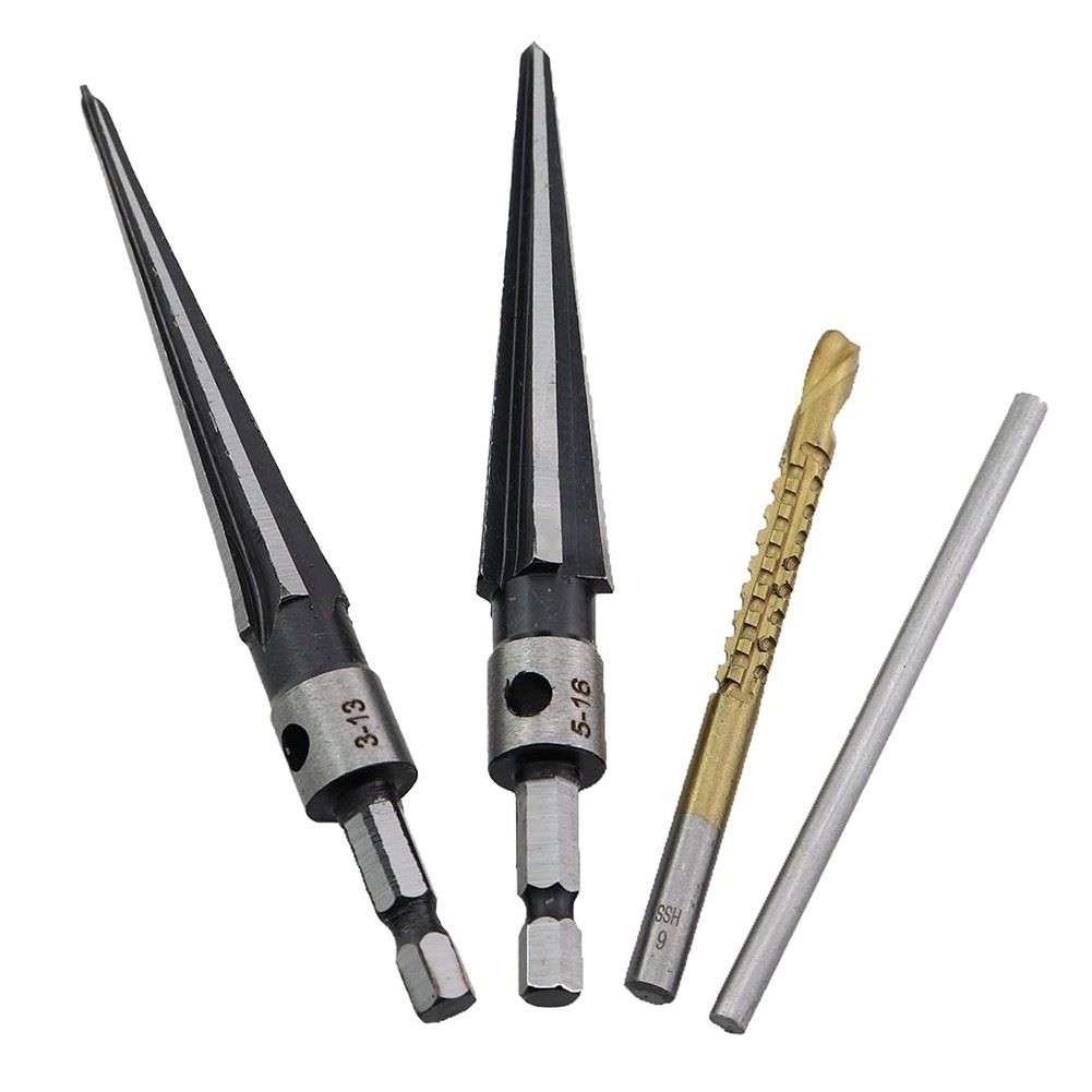 1 Set Carbon Steel Taper Reamer Set of Four Hexagonal Shank Woodworking