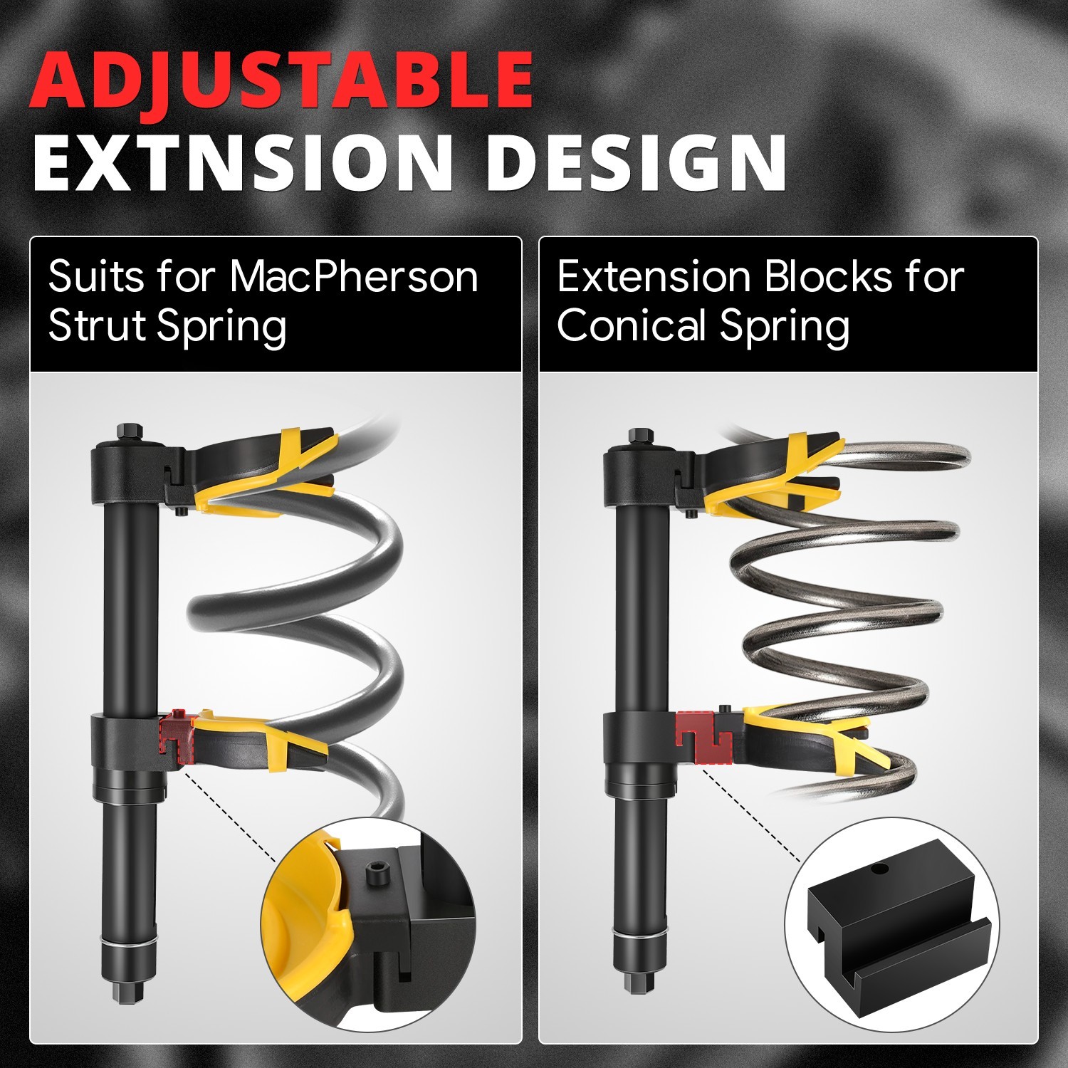 Interchangeable Universal Fork Strut Coil Spring Compressor Extractor Tool Kit