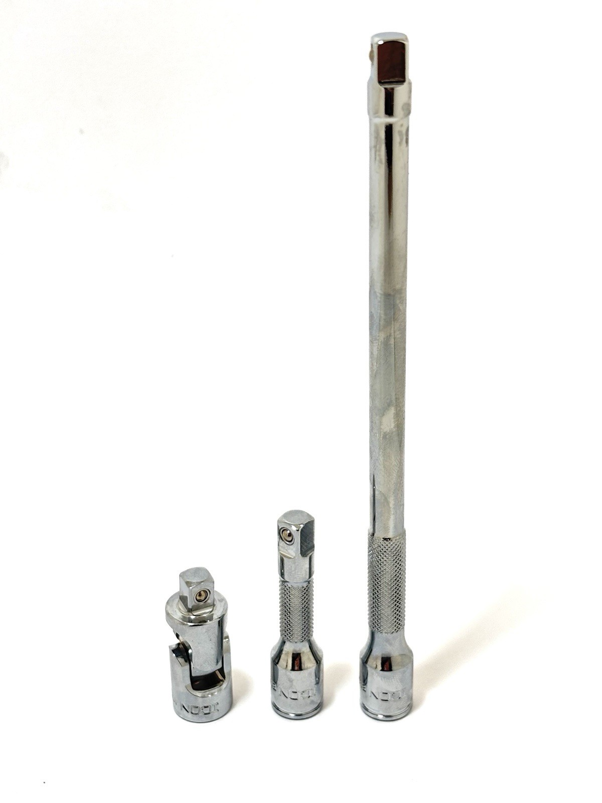 NEW ICON 1/4 INCH DRIVE 3 PIECE EXTENSION & SWIVEL ADAPTER SET CHROME POLISHED