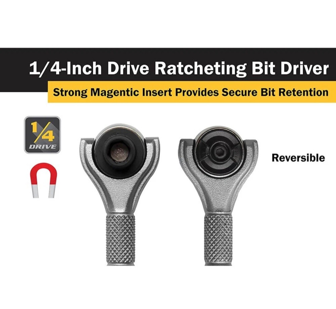 Titan 11318 1/4″ Drive Aluminum Swivel Head Micro Ratchet Bit Driver Silver