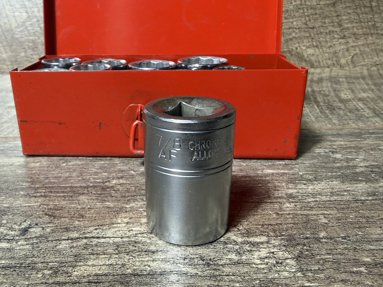 Vintage Gordon Socket Set 7/16 to 7/8 AF 10 Piece Set 1/2″ Drive 12 Point Hex
