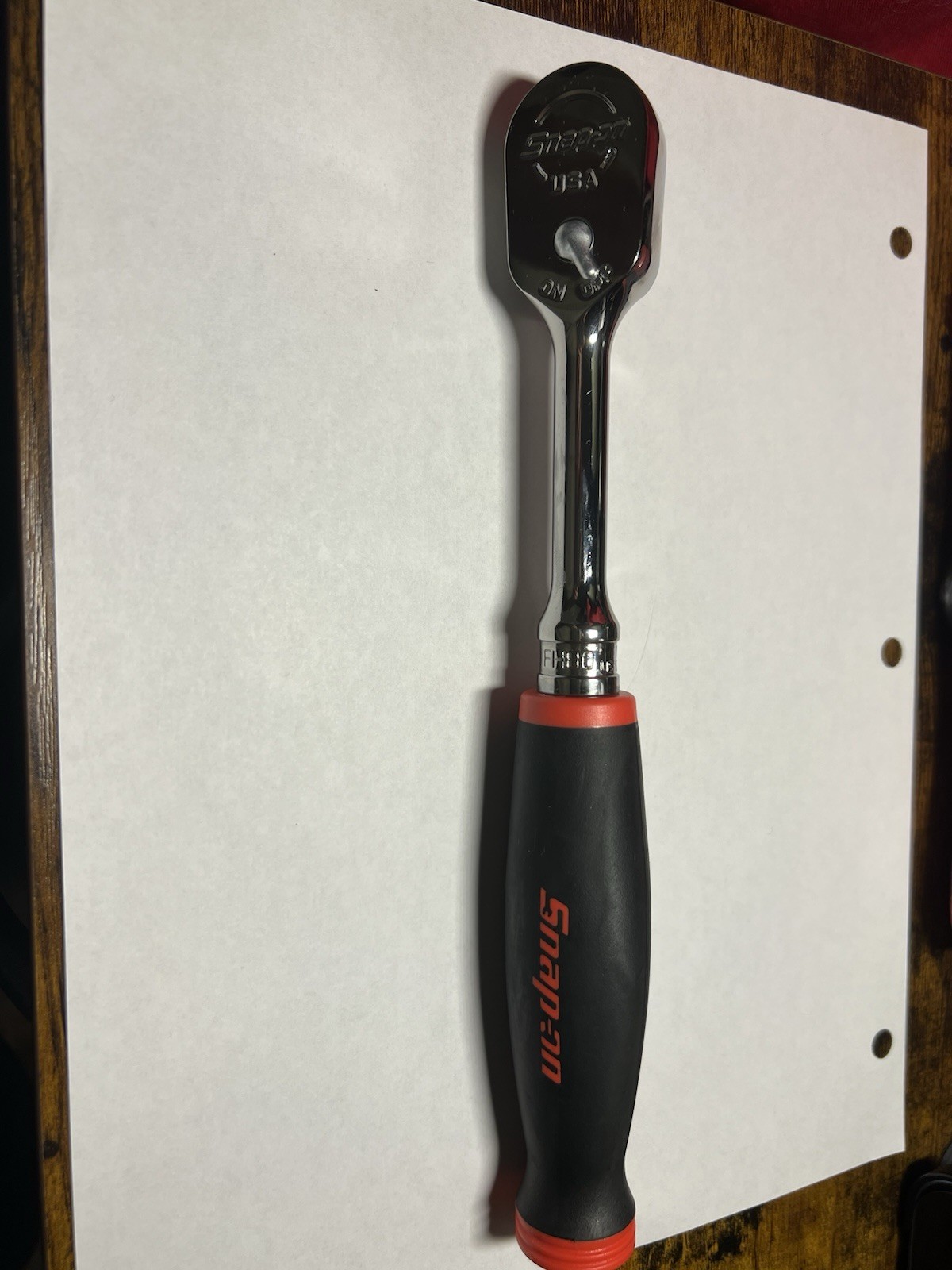 Snap-on Tools NEW 3/8″ Drive RED Soft Grip Standard Handle Ratchet FH80