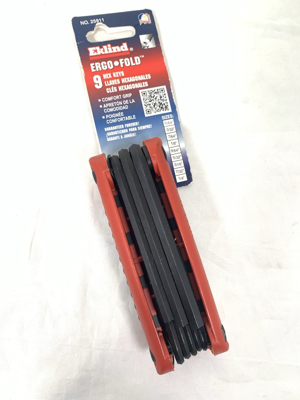 Eklind Tool 25911 – 9 Piece 1/4″-9/64″ SAE Fold-Up Hex Key Set