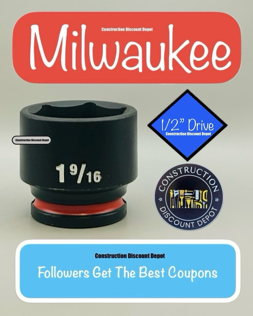 Milwaukee 49-66-6219 Shockwave 1-9/16″ Impact Duty 1/2″ Drive Shallow Socket