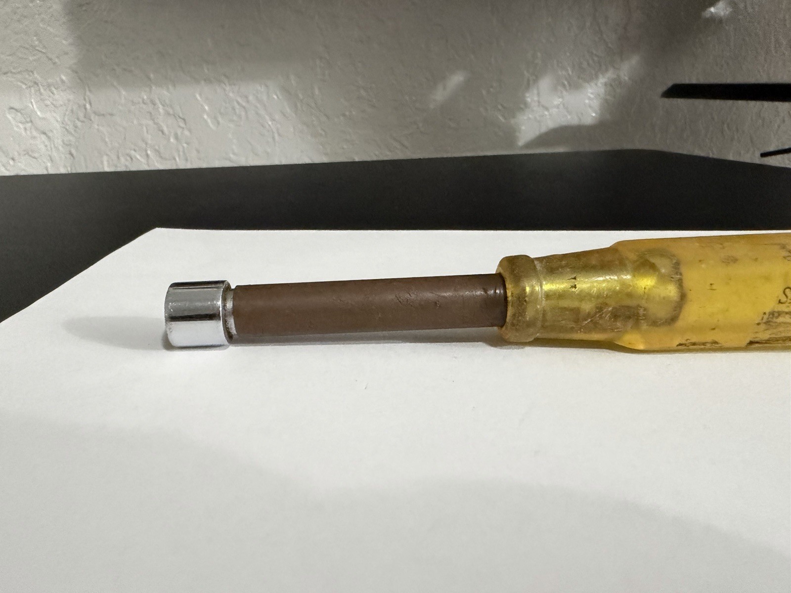 Snap On Tools 7/16″ Nut Driver Hallow Shank Clear Yellow Handle ND114 USA
