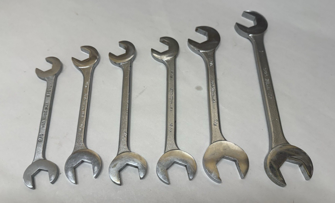 Incomplete USA Martin Tool 6 pc SAE 4-Way Angle Open End Wrench Set 5/8 – 1″
