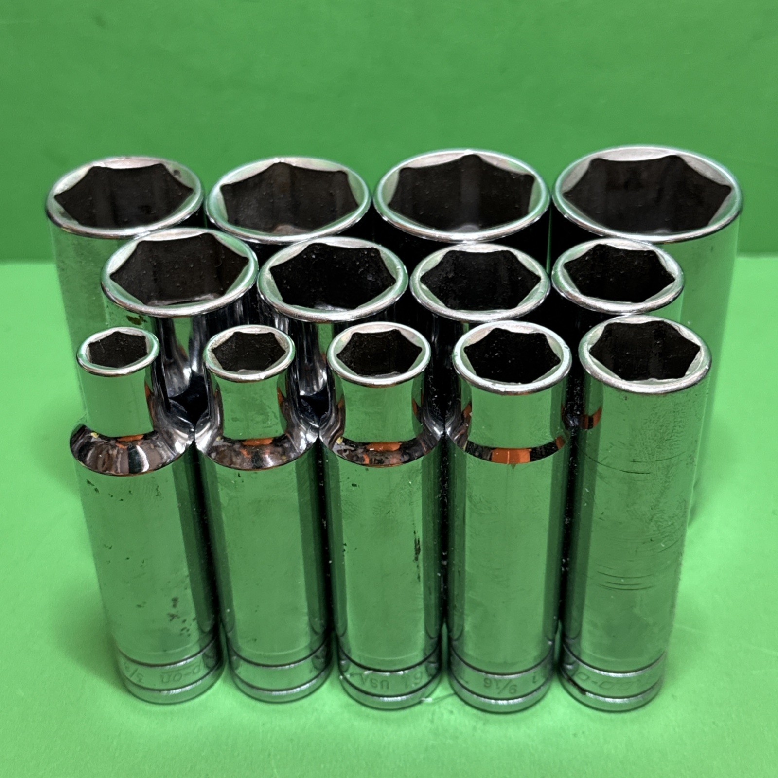 Snap-On USA 13pc 1/2″ Drive 6-Point SAE 3/8″ to 1-1/8″ Deep Socket Set 313TSYA