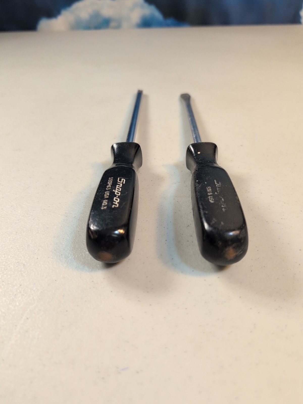 Snap-On SDDP63 No. 3 Phillips Screwdriver & SDD6 Flat Slotted Black Handle USA