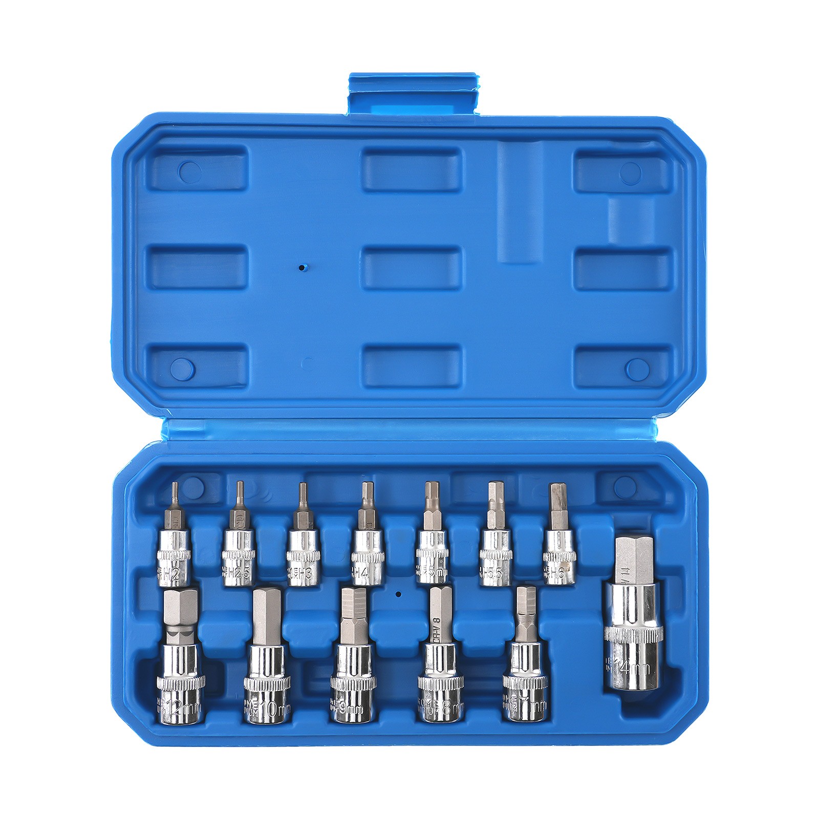 13pc Metric Hex Allen Bit Socket Set CR-V S2 Steel 1/4 3/8 1/2 Drive 2mm to 14mm
