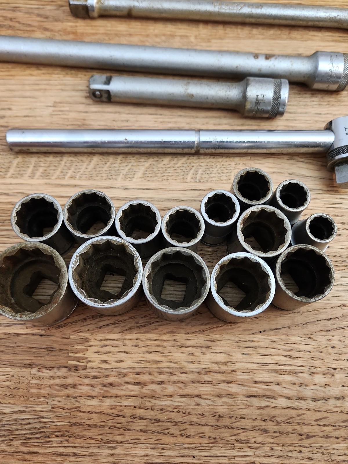 Vintage H Underline Husky 1/2″ 3/8″ 1/4″ Drive Socket Set Made In USA 31 Pieces