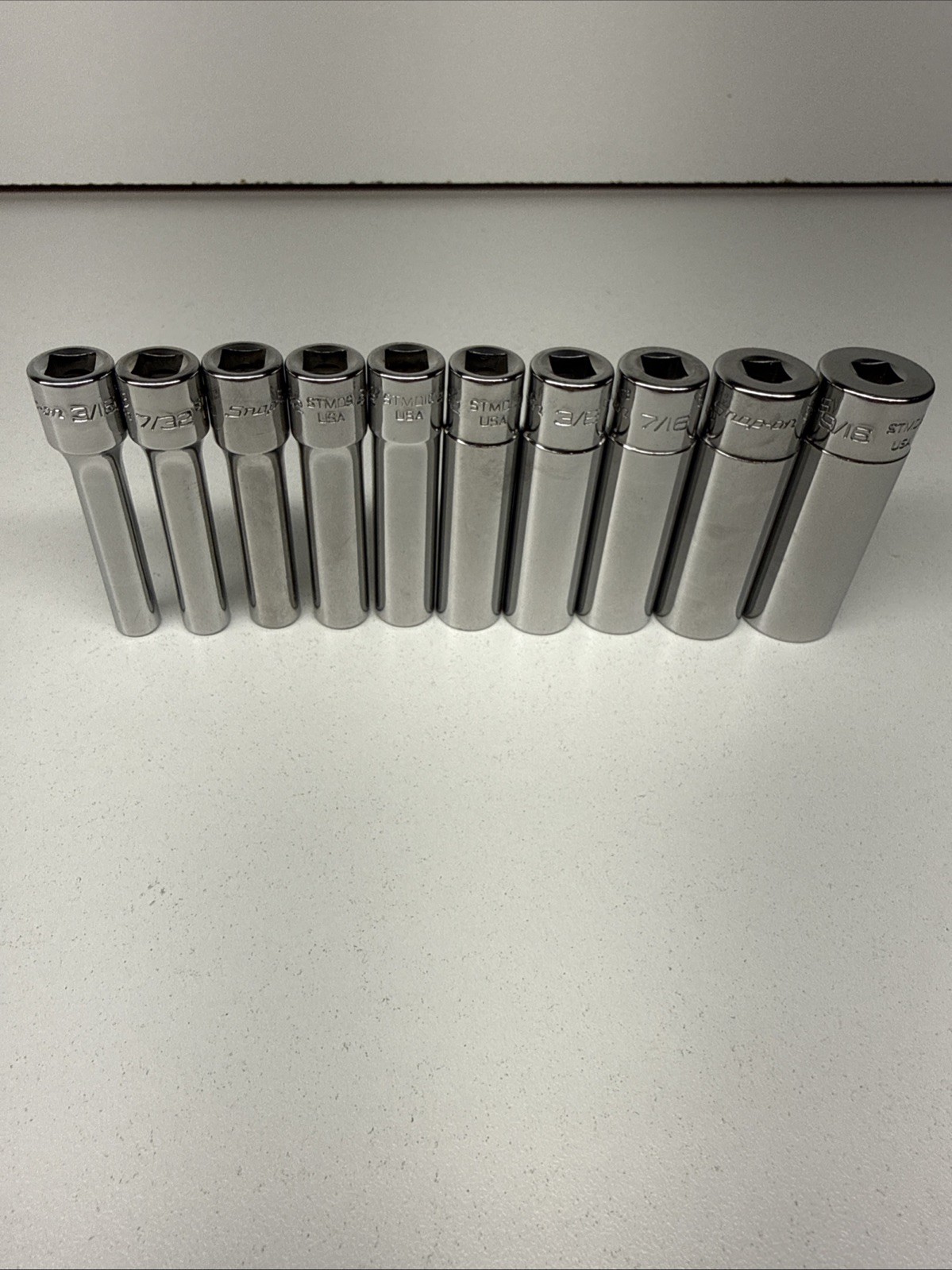 Snap-on Tools 1/4″ Drive SAE Deep 12 POINT Chrome Socket Set 110STMDY VERY GOOD