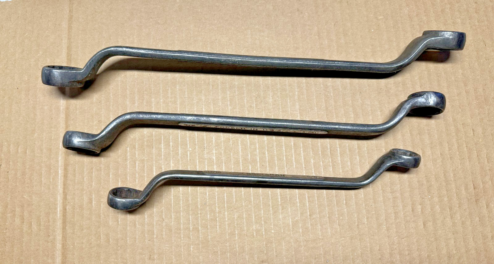 Set of 3 Craftsman Forged USA Cl Series Offset Double Box End Wrenches 5/8 to 1″