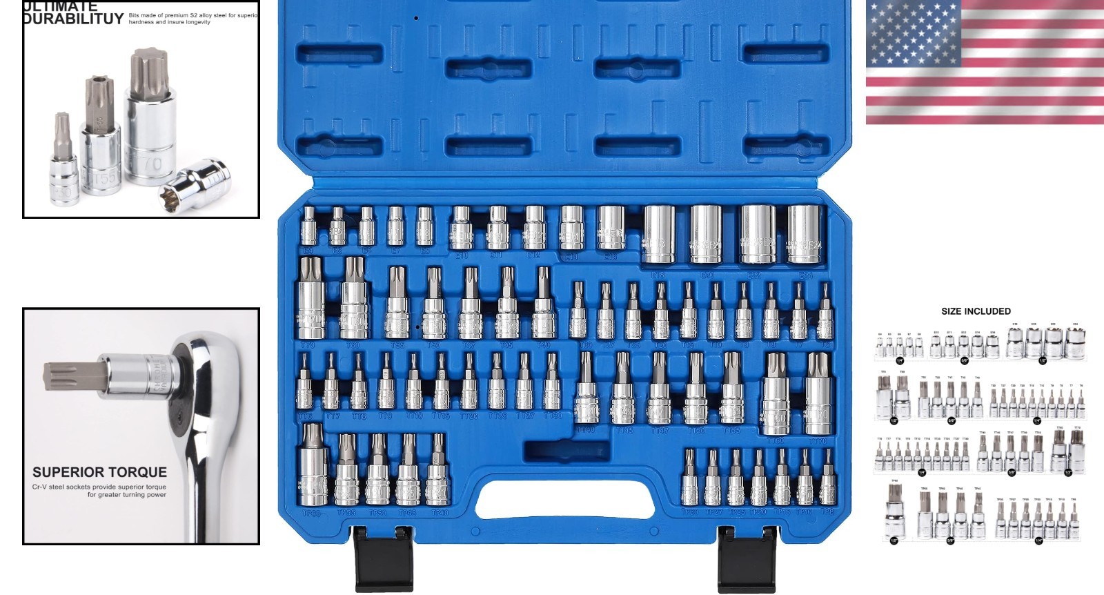 60-Piece Master Torx & External Socket Set